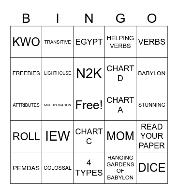 ESSENTIALS WEEK 2 Bingo Card