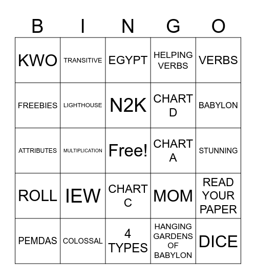 ESSENTIALS WEEK 2 Bingo Card