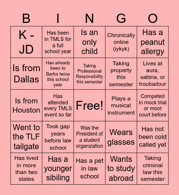 TMLS BINGO! Bingo Card