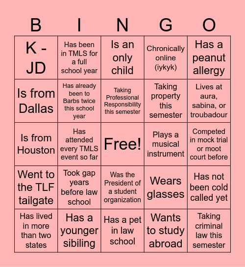 TMLS BINGO! Bingo Card