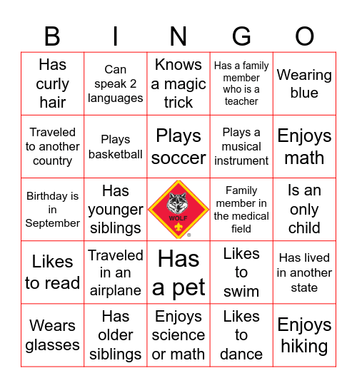 Get to know you BINGO Card