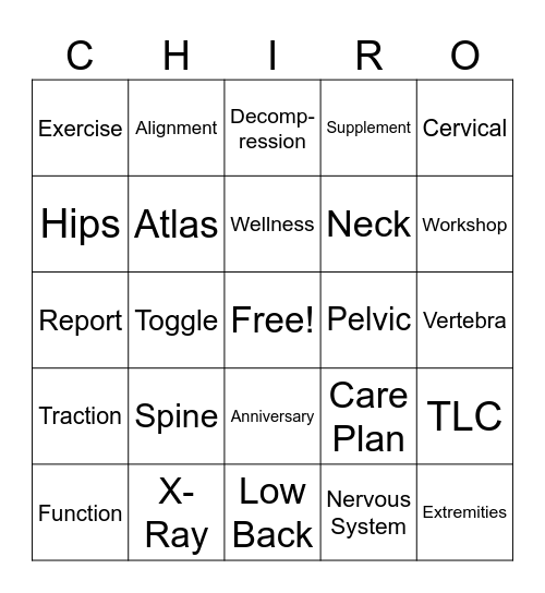 Lifetime Family Wellness Bingo Card