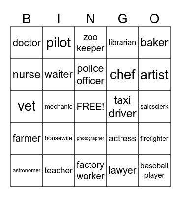 JOBS Bingo Card