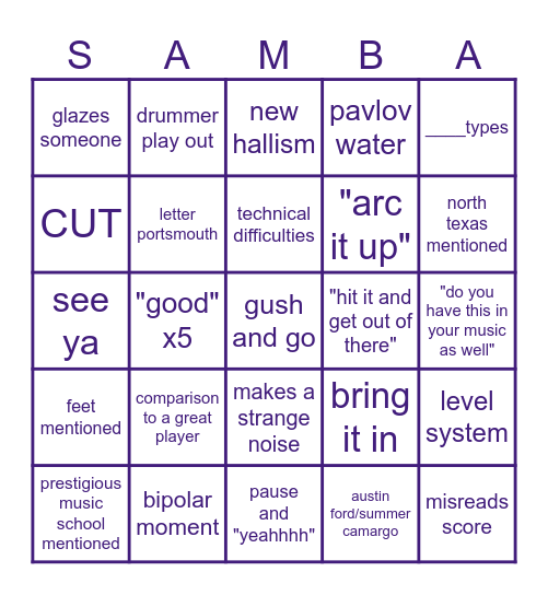 GREG HALL BINGO Card