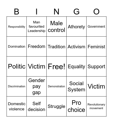 Patriarch Bingo Card