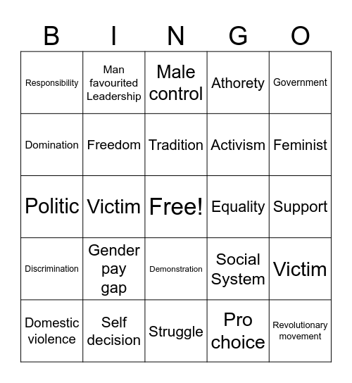 Patriarch Bingo Card
