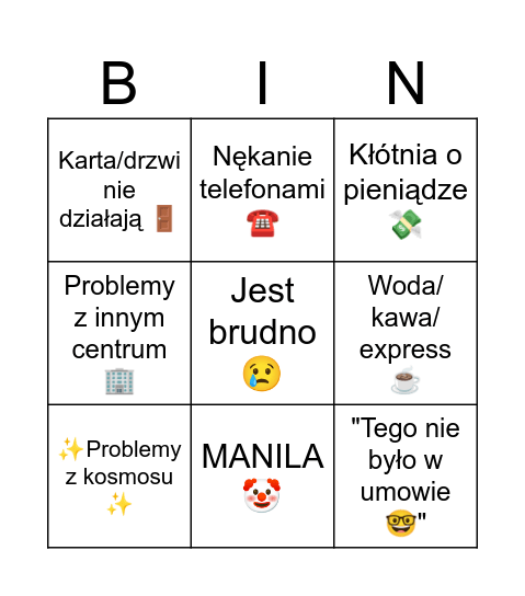 PONIEDZIAŁKI :D Bingo Card