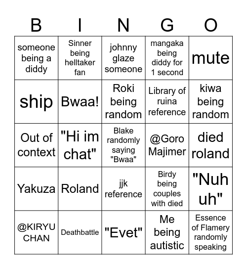 Questionaria Bingo Card