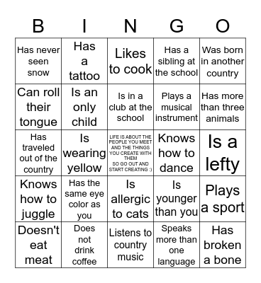 ICE BREAKER BINGO Card