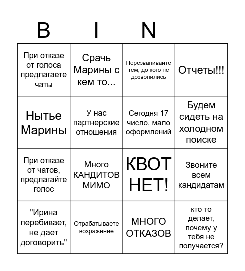 Оперативка 17.09 Bingo Card