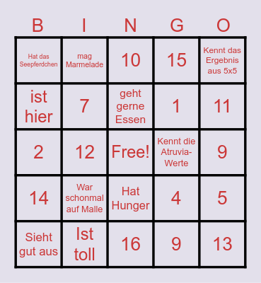 Test Board Bingo Card