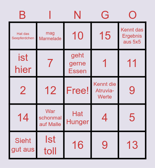 Test Board Bingo Card