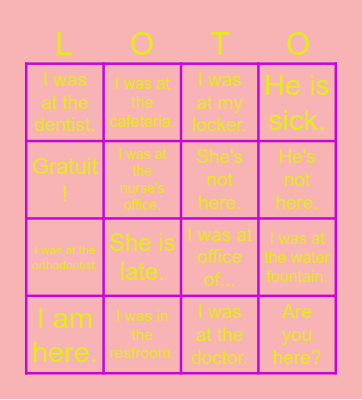 Faire l'appel Bingo Card