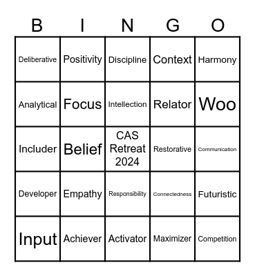 CAS Strengthfinders Bingo Card