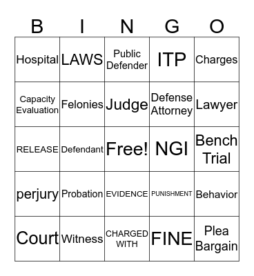 Legal Bingo Card