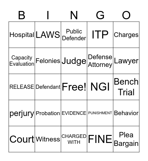 Legal Bingo Card