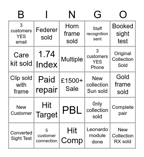 OP TEAM BINGO Card