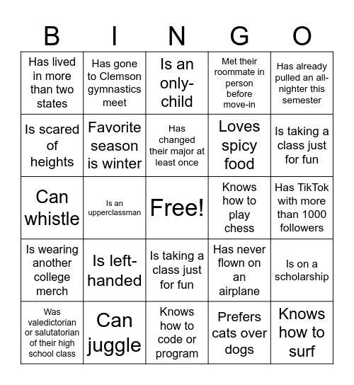 The F1rst to Know! Bingo Card