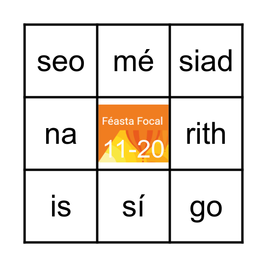 FF 11-20 Bingo Card