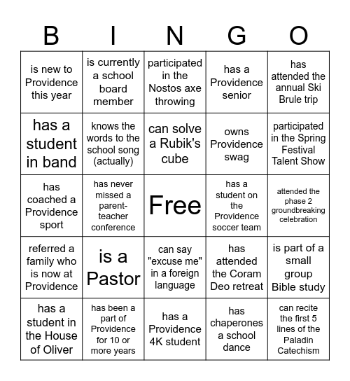 Fine someone who... Bingo Card