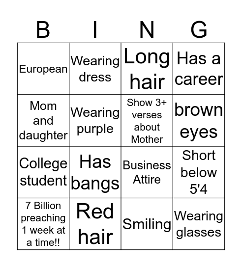 Exciting Preaching Movement Bingo Card