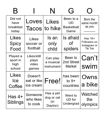 Find Someone Bingo Card