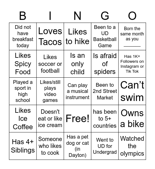 Find Someone Bingo Card