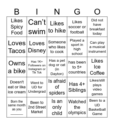 Find Someone Bingo Card