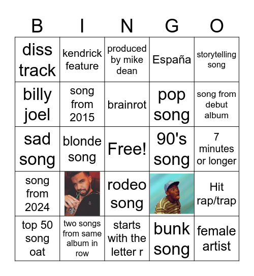 spotify Bingo Card