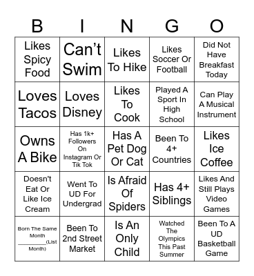 Flyer Get To Know You Bingo Card