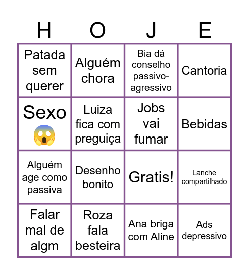 Sexteto divonico Bingo Card