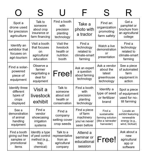 Farm Science Review 2024 Bingo Card