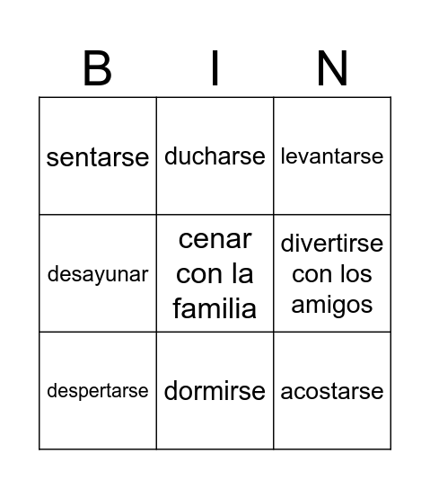 Mi día Bingo Card