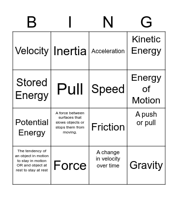 SCIENCE Bingo Card