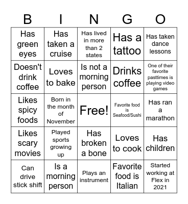 Flexapalooza Bingo Card