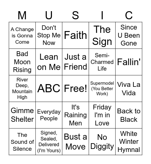 Music BINGO! Bingo Card