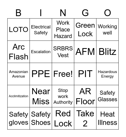 SAFETY BINGO Card