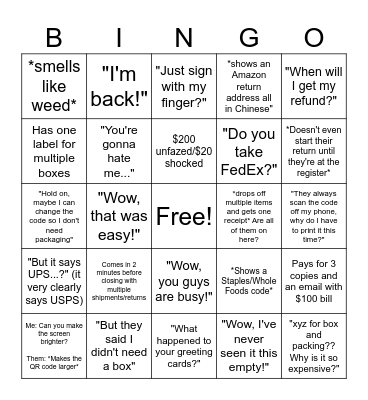 THE UPS STORE Bingo Card