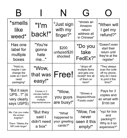 THE UPS STORE Bingo Card