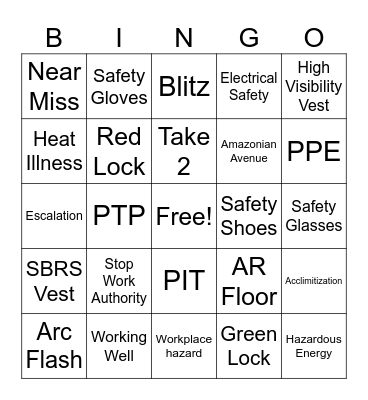 Safety Bingo Card