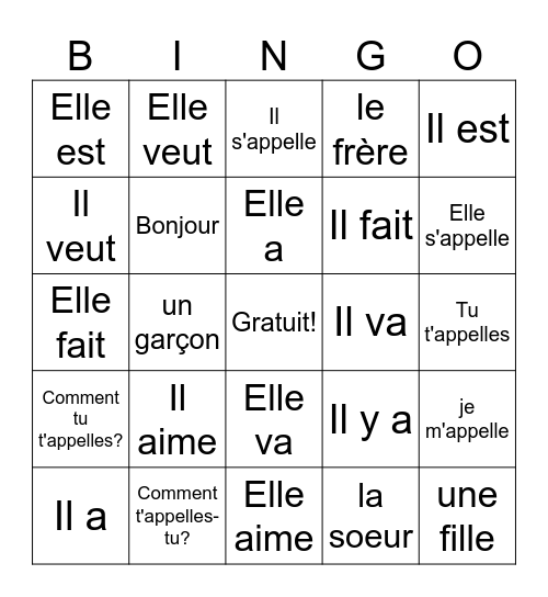 Super 7 (Il / Elle) Bingo Card