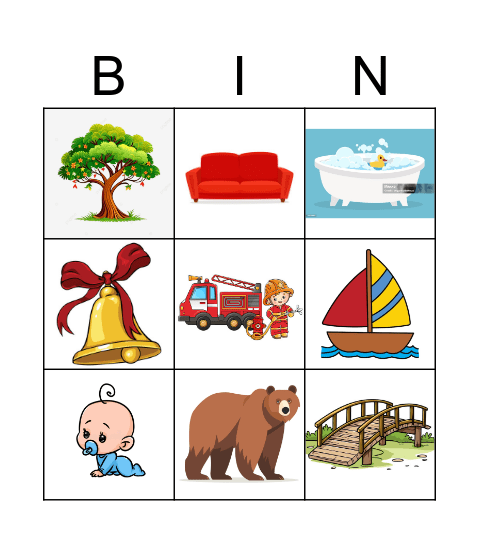 Bingo - letter b - groep 1/2 Bingo Card