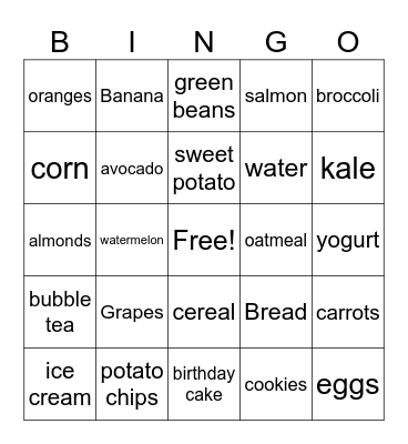 Essential Nutrient Bingo Card