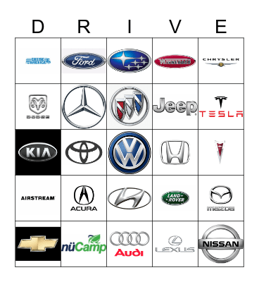 Car and RV Bingo Card