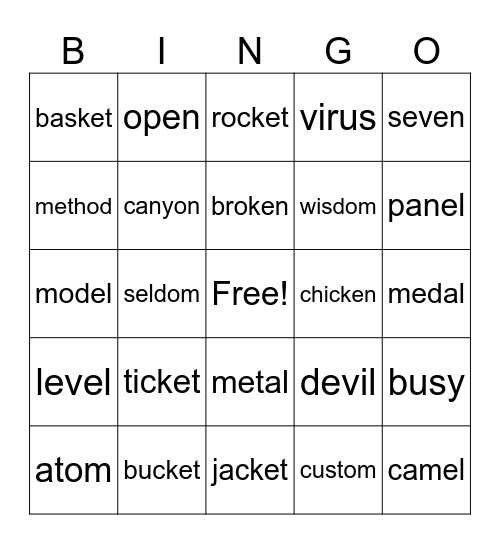 Schwa Bingo Card