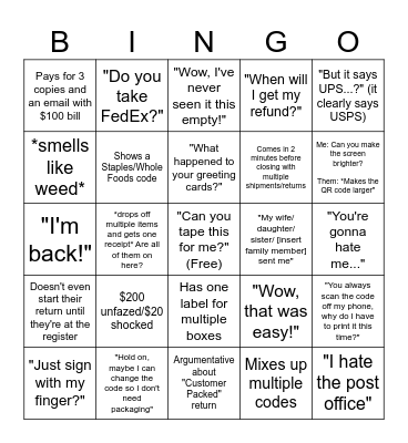 THE UPS STORE Bingo Card