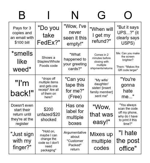 THE UPS STORE Bingo Card