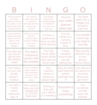 Lakhveer’s 30th Birthday Bingo ! Bingo Card