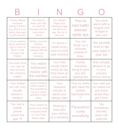 Lakhveer’s 30th Birthday Bingo ! Bingo Card