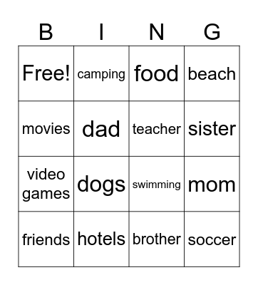 Things that make us happy Bingo Card